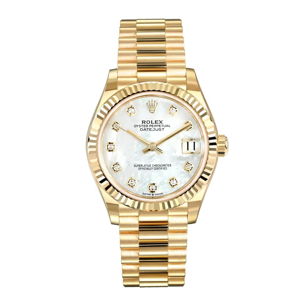 Rolex Datejust 31 Watch 31MM Mother of Pearl Diamond Index Markers Dial Yello...