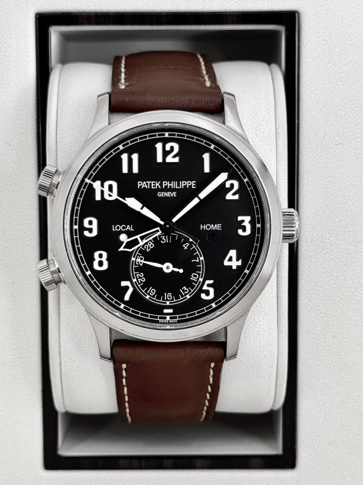 2018 Patek Philippe Calatrave Pilot Time Travel 42mm 5524G White Gold Black Dial