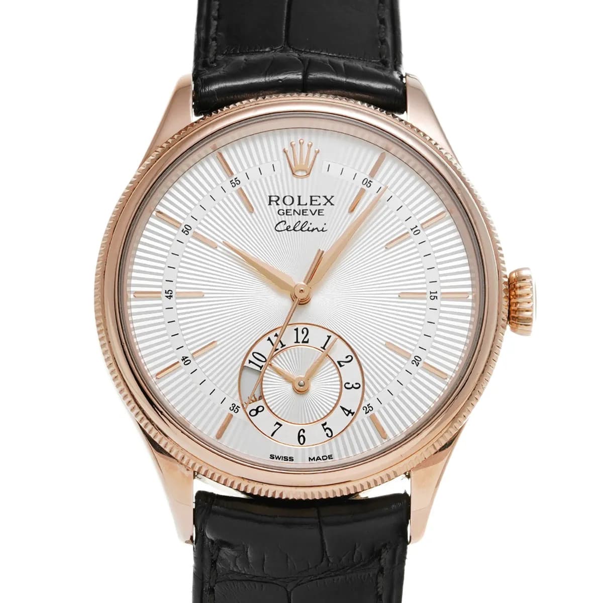 Rolex Cellini 50525 39mm Rose Gold Silver Wristwatch #WW9771