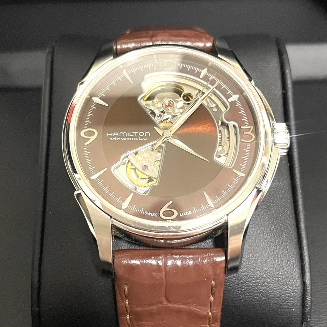HAMILTON Jazzmaster Open Heart H32565595 Automatic Brown Dial Leather Box Papers