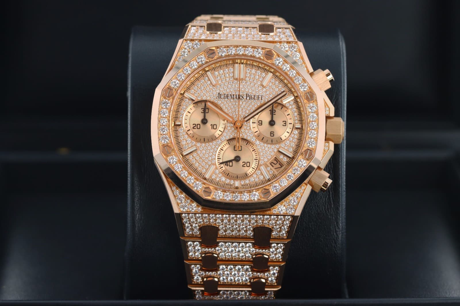 AP Royal Oak Chronogra 41mm Factory Full Diamond Rose Gold, 26322OR.ZZ.1222OR.01