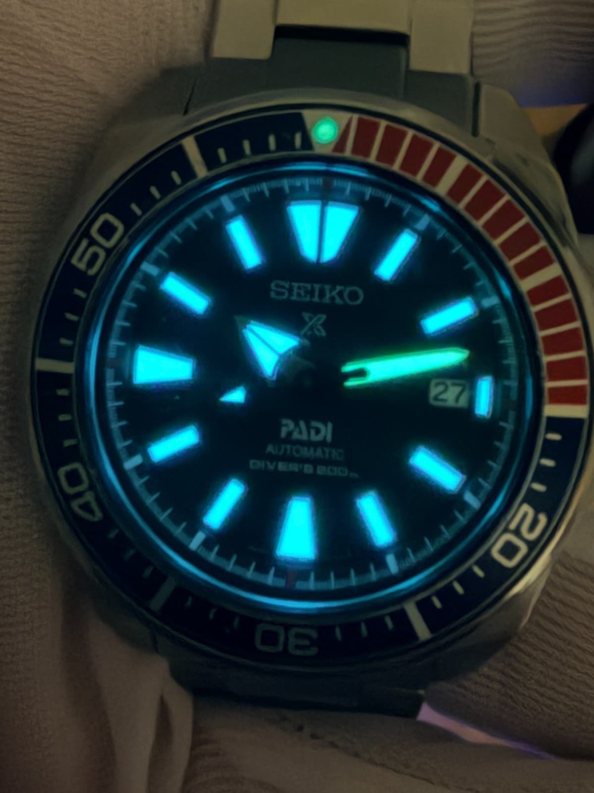 Seiko Prospex SRPB99K1 PADI Samurai Pepsi Automatic Watch - With Box - 11 Links