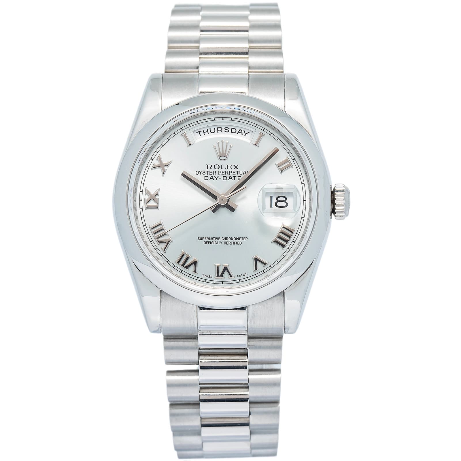 Rolex Day-Date 118206 President Platinum Glacier Blue Roman 36mm