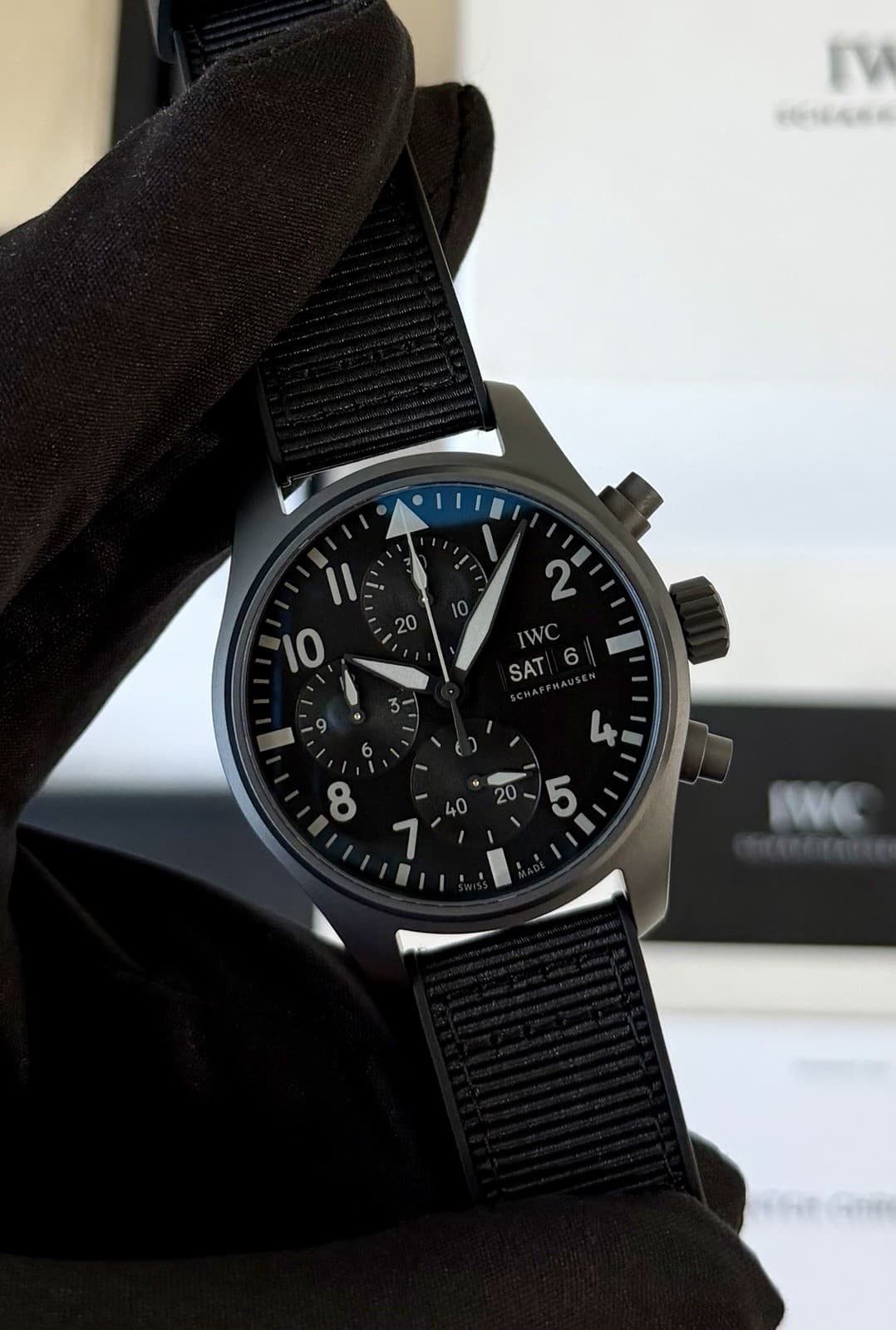 IWC Pilot's Chronograph TOP GUN Black Ceratanium 41mm 2024 Full Set IW388106