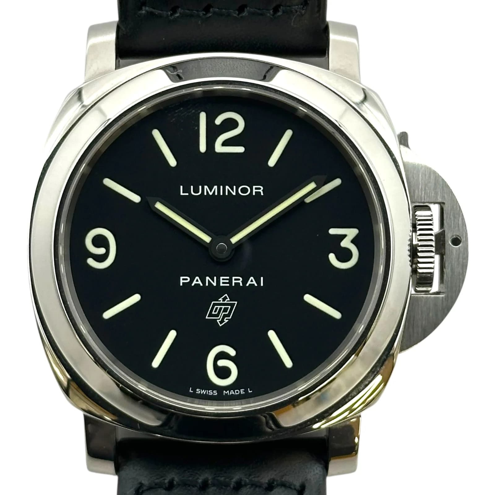 Panerai LUMINOR Base Logo PAM00000 Black Stainless Steel Manual Mens Watch Used