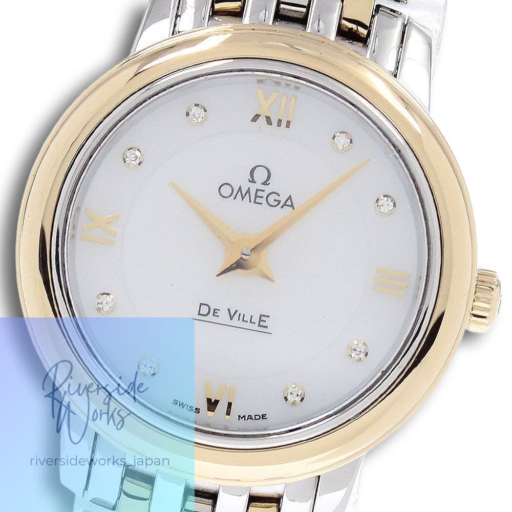 Omega 424.20.24.60.55.001 De Ville Prestige 8P Diamond Quartz Ladies With Warran
