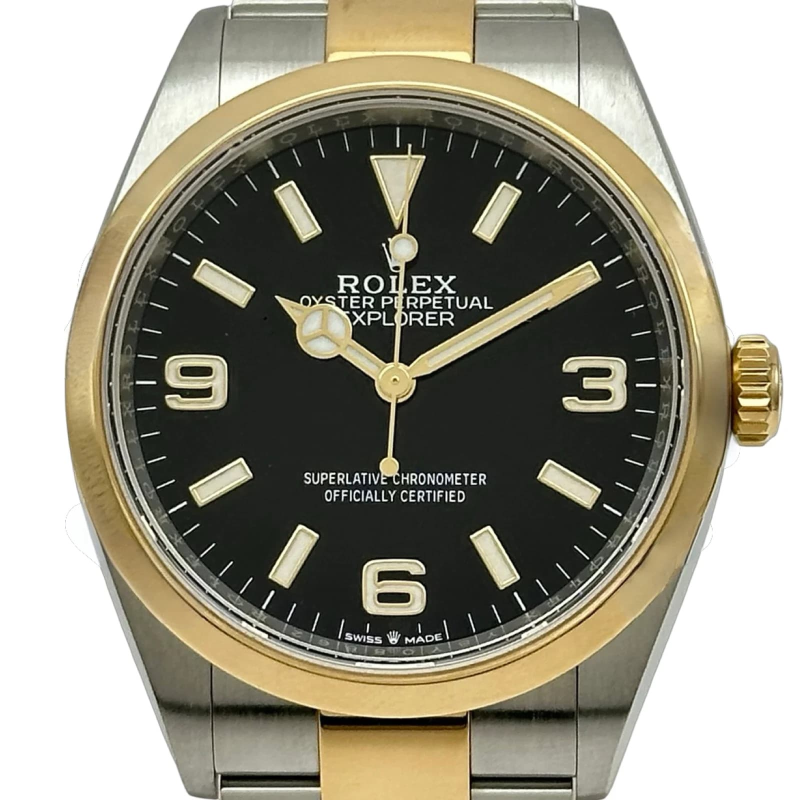 Rolex Explorer 36 124273 Black Gold Stainless Steel Automatic Mens Watch Used