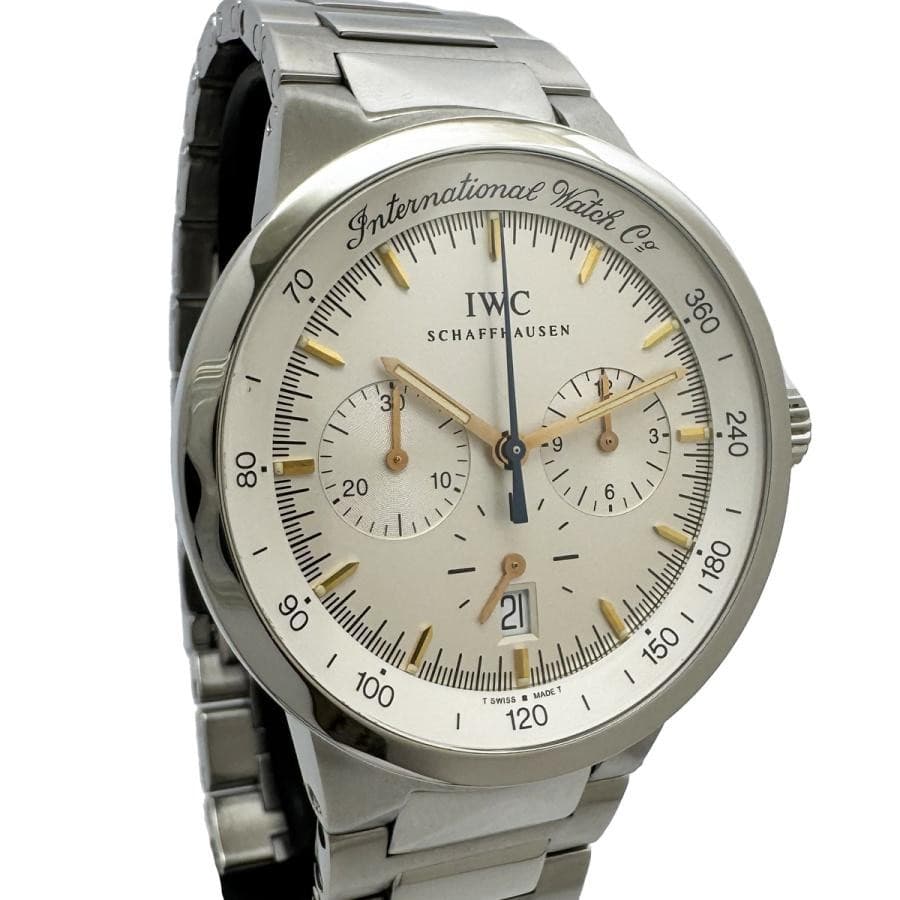 IWC Chronograph Semi Mechanical Quartz IW3727 IW372703 Silver Dial Men's Watch