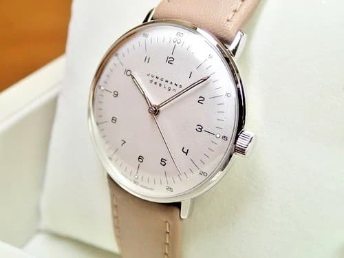 Junghans Max Bill Hand Wind 027 3701 02 34mm Manual Watch Sapphire Calf Leather