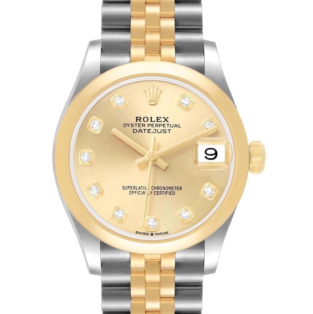 Rolex Datejust Midsize 31 Steel Yellow Gold Diamond Ladies Watch 278243 Box Card