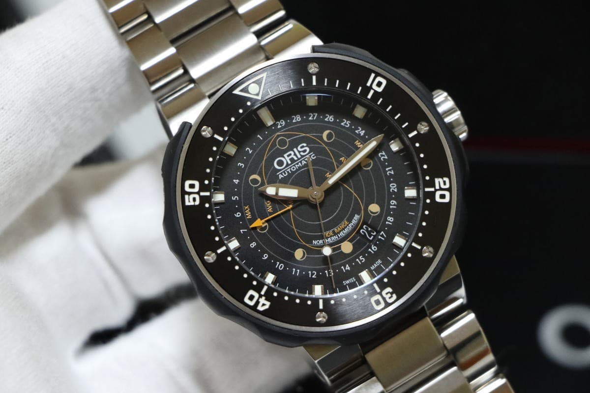 ORIS Pro Diver Pointer Moon 01 761 7682 7154-Set Men's Watch From Japan G1026