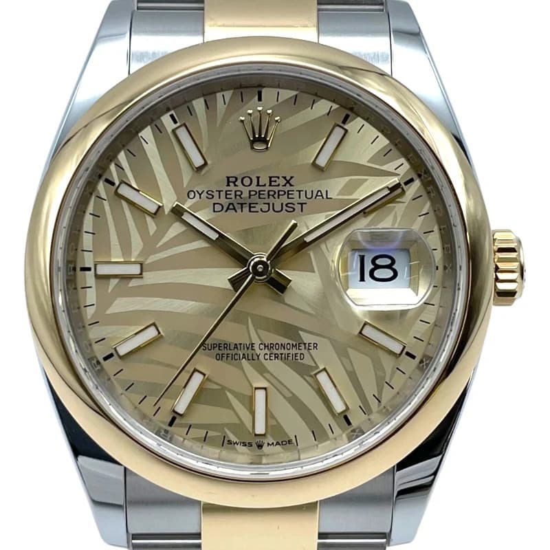 Rolex Datejust 36 Palm Motif 126203 Gold K18 ss Automatic Mens Watch Used