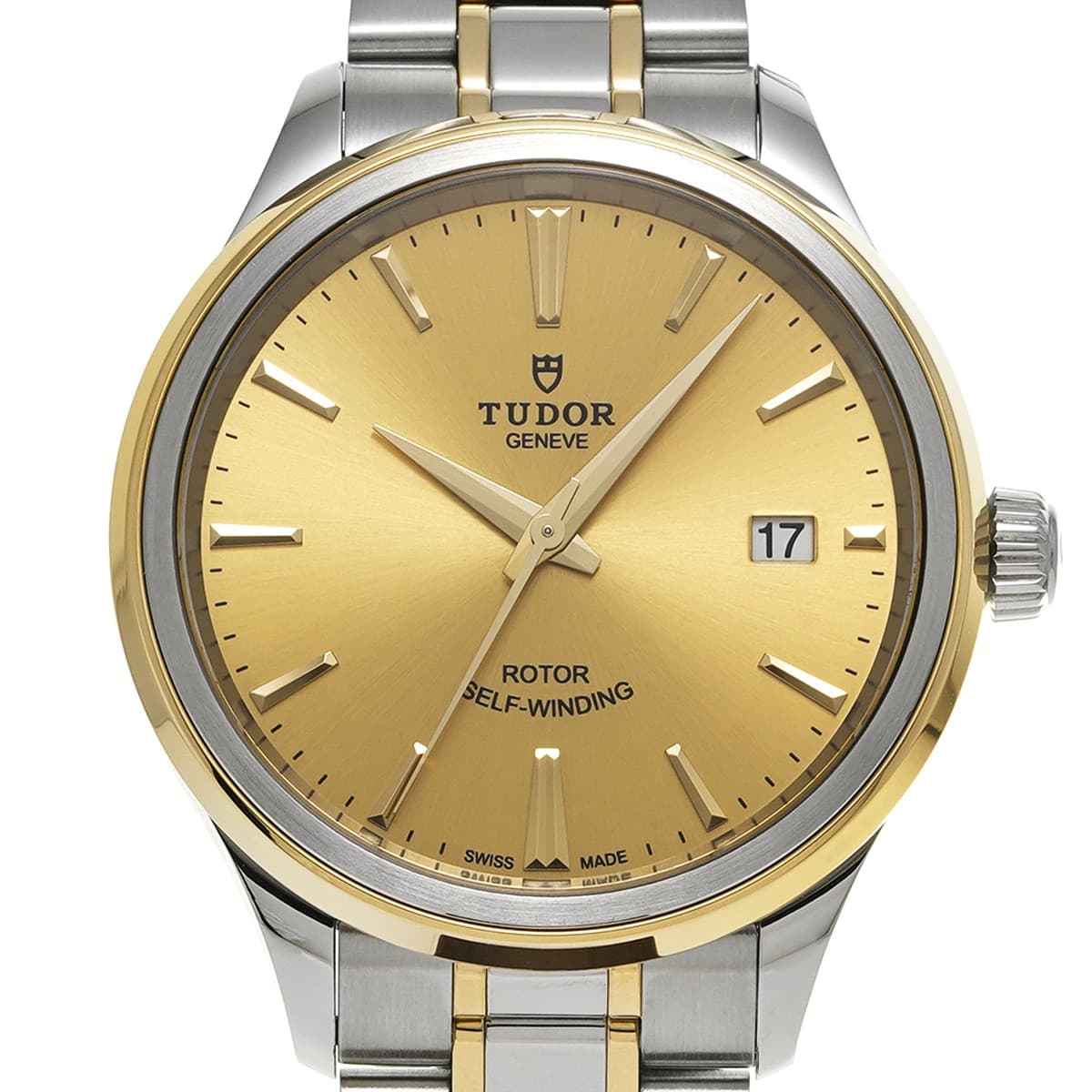 TUDOR WATCH STYLE 12503 CHAMPAGNE/DIAMOND DATE STAINLESS STEEL/YELLOW GOLD MEN'S