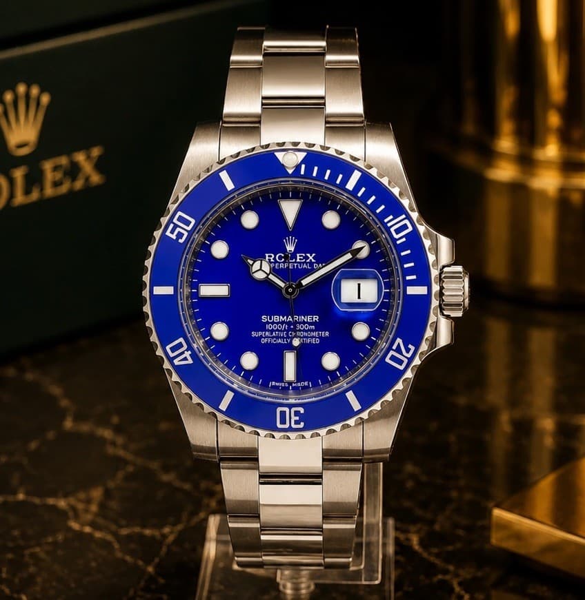 Rolex Submariner Smurf 116619 18k White Gold Blue Ceramic Bezel 40mm Watch w/Box