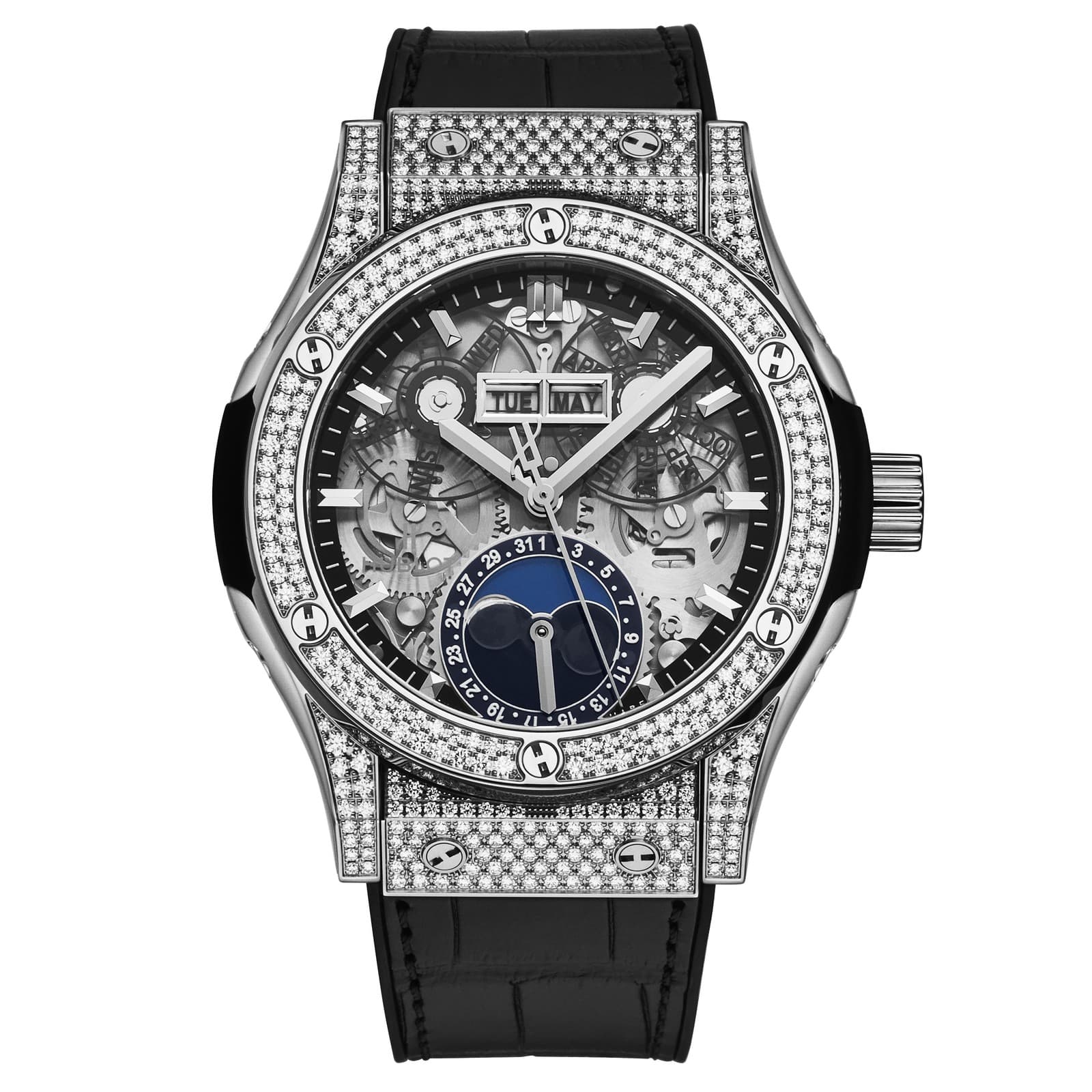 Hublot Classic Fusion Skeleton Grey Dial Leather Watch 547.NX.0170.LR.1704