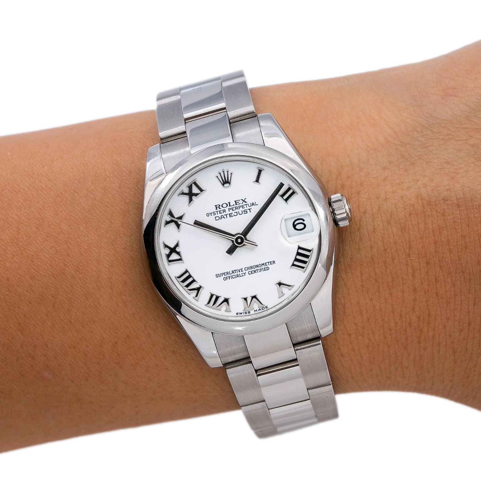 Rolex Datejust 31mm White Roman Dial Oyster Bracelet 178240