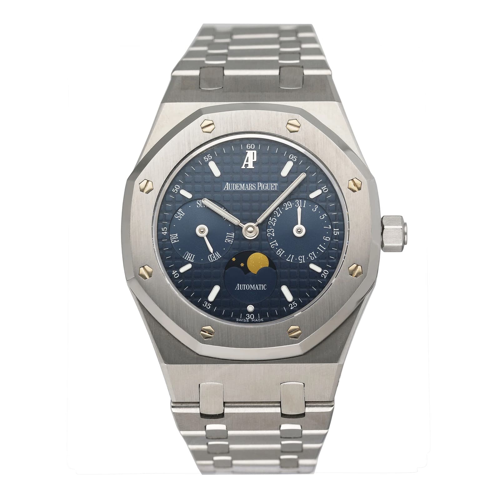 Audemars Piguet Royal Oak 25594ST Blue Dial Moonphase Mens Watch Box Papers