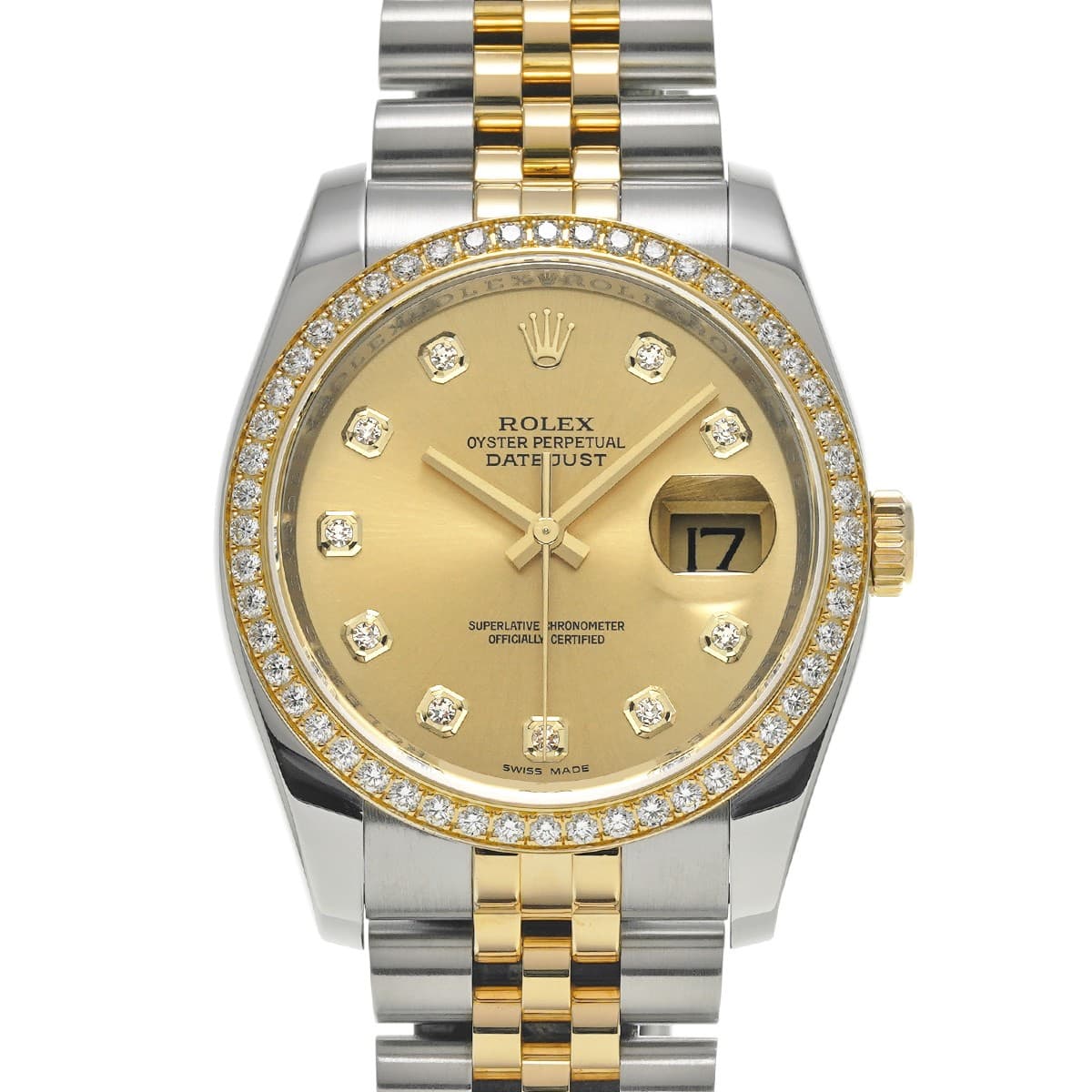 ROLEX Datejust 116243G Champagne/diamond WATCH 748236