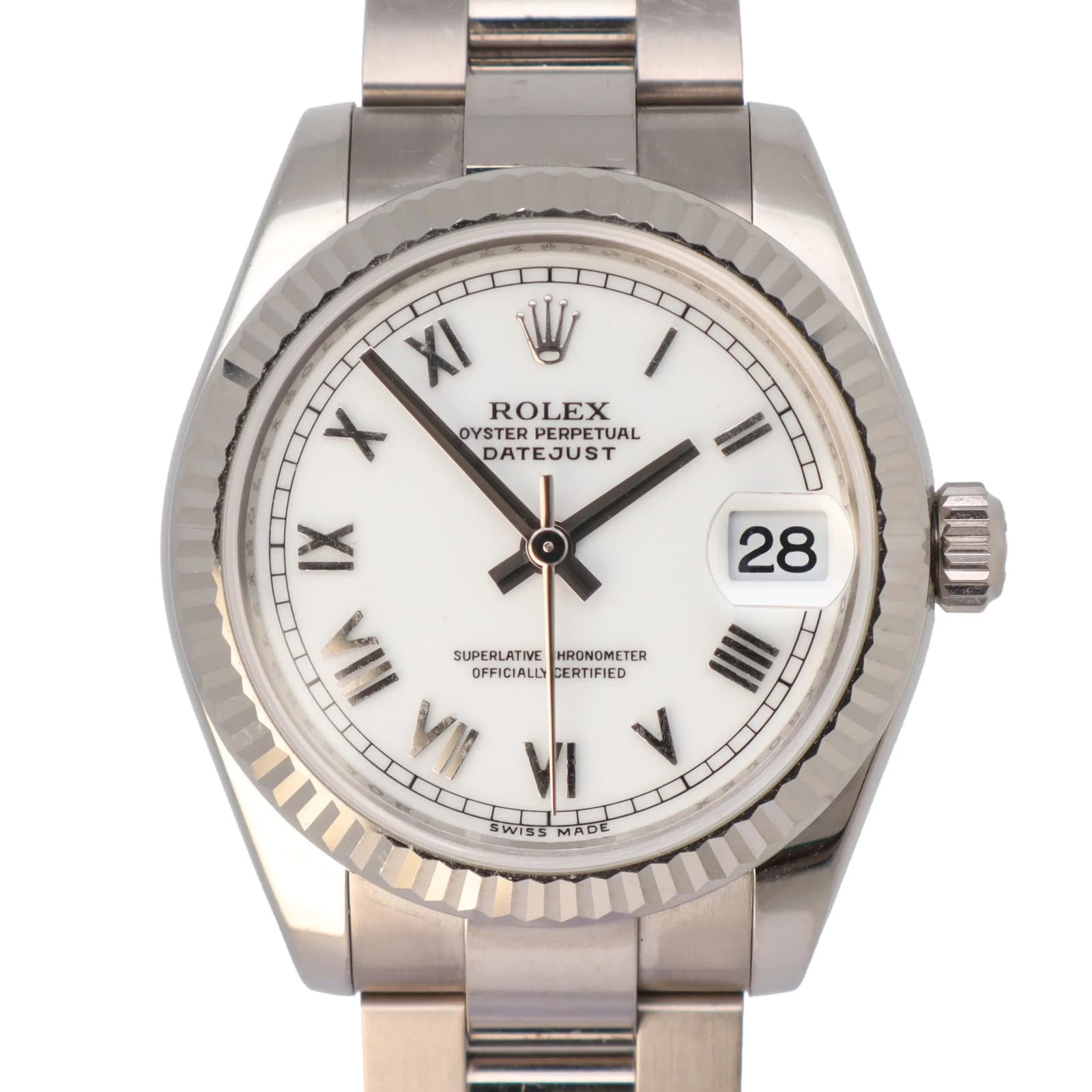2009 Rolex 178279 Datejust 31 18K White Gold White Roman Dial Lady's Watch