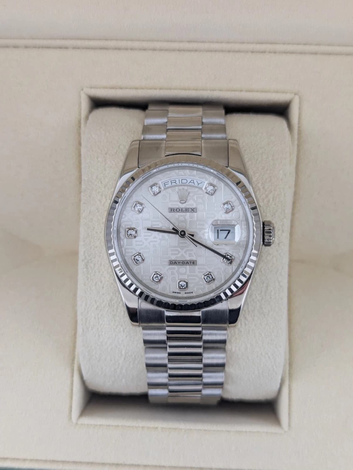 2002 Rolex Day-Date 118239 Silver Jubilee Diamond Dial WG 18kt President 36mm