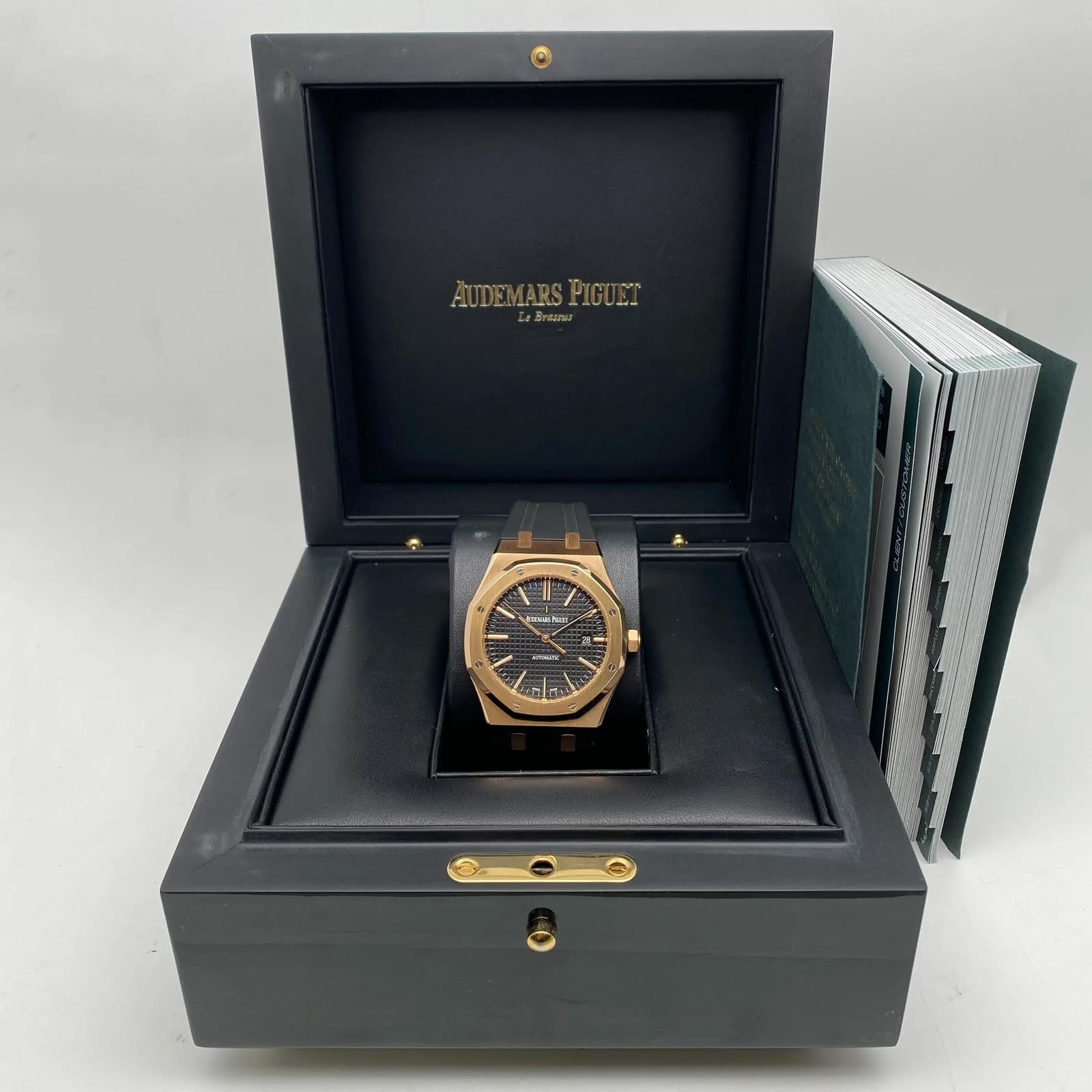 Audemars Piguet Royal Oak 15400OR.OO.D002CR.01 Rose Gold 41mm Black Dial Watch
