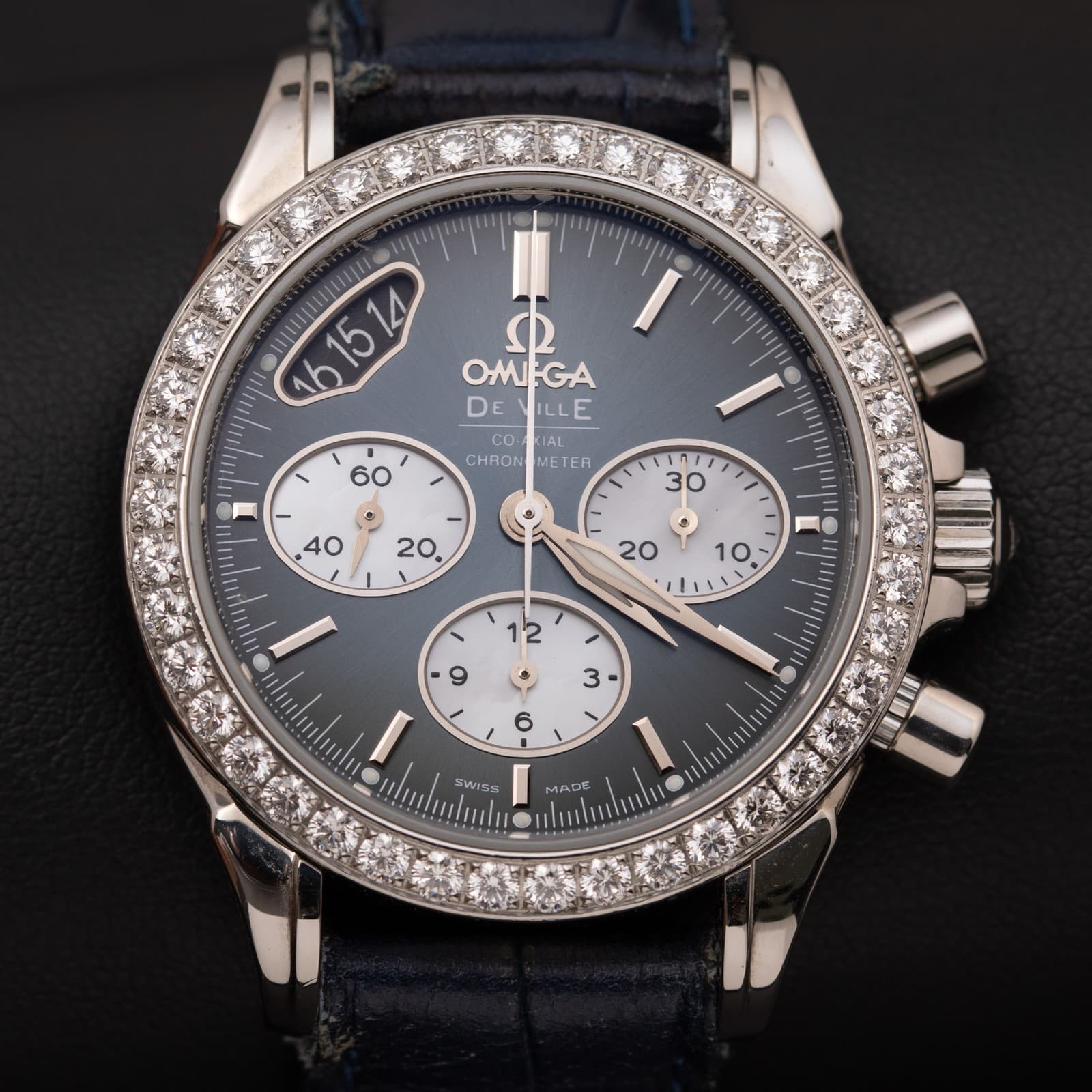 Omega De Ville Co-Axial 422.18.35.50.06.001 Chronograph 35mm Watch Blue Dial
