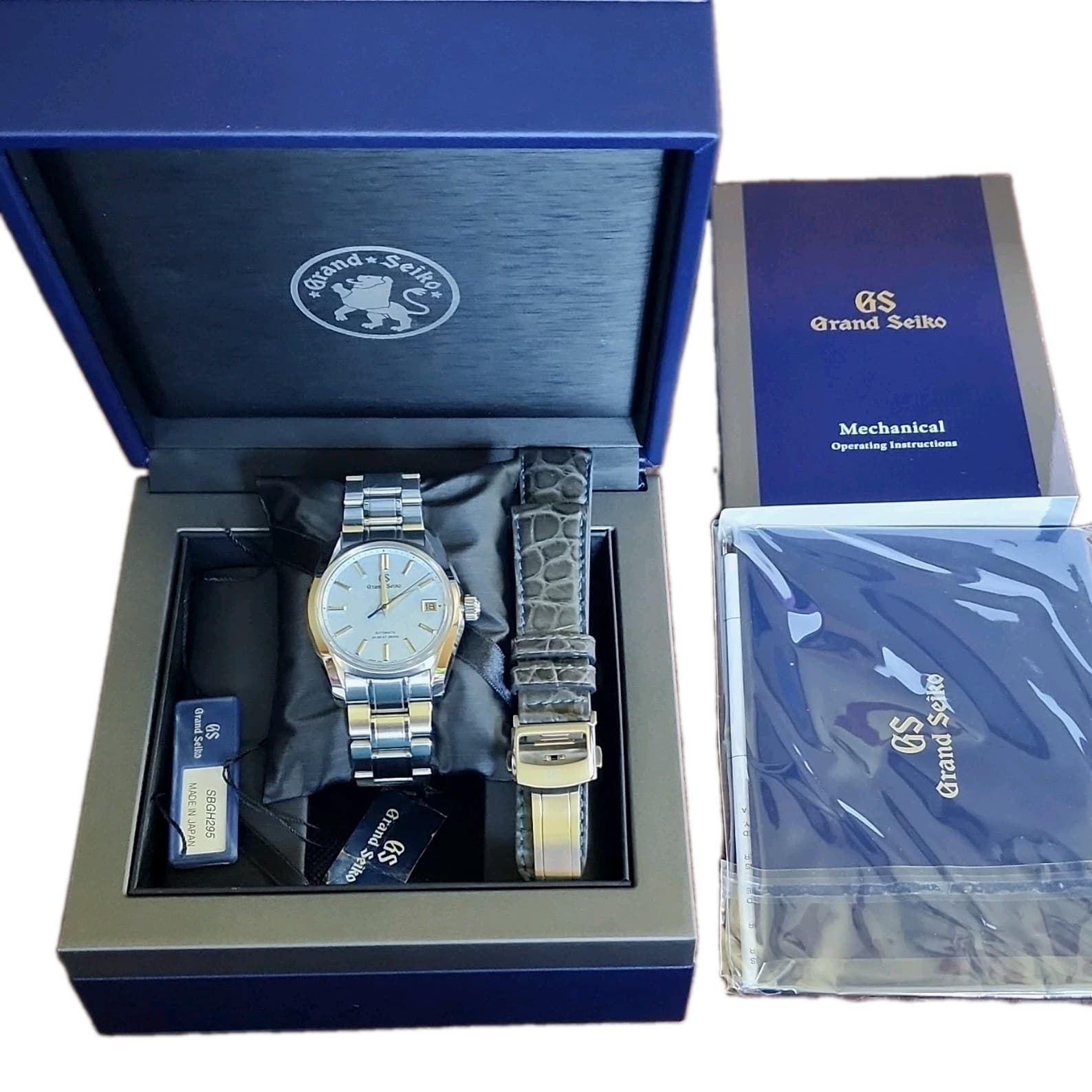 Grand Seiko SBGH295 Blue Dial Automatic Date Bracelet Watch w/ Box & Papers