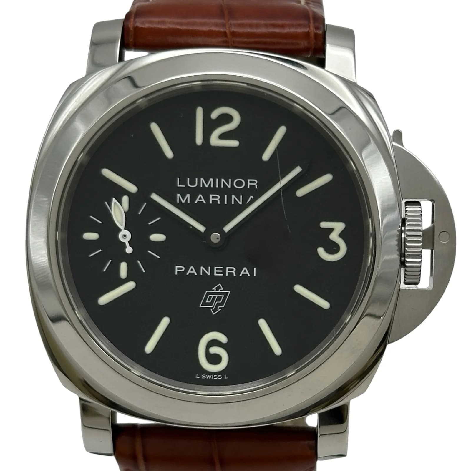 Panerai Luminor Marina Logo PAM00005 Black Stainless Steel Manual Wind Men Used