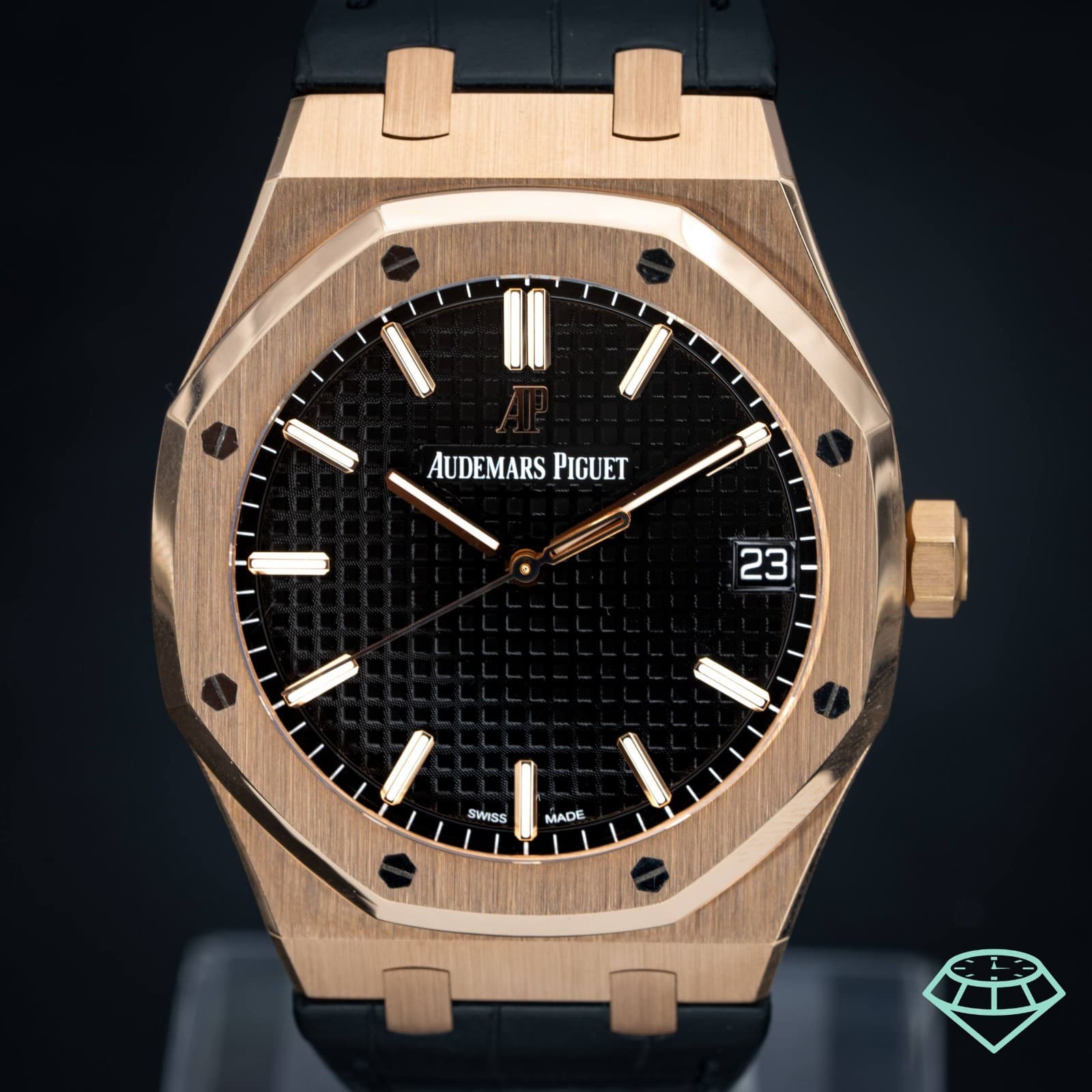 Audemars Piguet Royal Oak 18K Rose Gold Alligator Leather Strap Complete Set