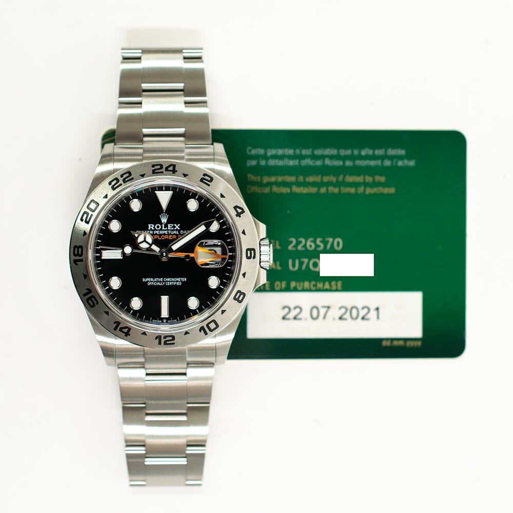 2021 Rolex Explorer II, 226570, 42mm, Black Dial, Oyster Bracelet, Box & Papers