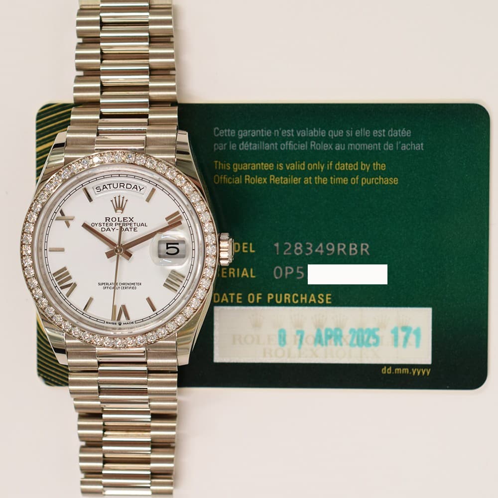 2025 Rolex Day-Date 36, 128349RBR, 36mm, White Roman Dial, President Bracelet...