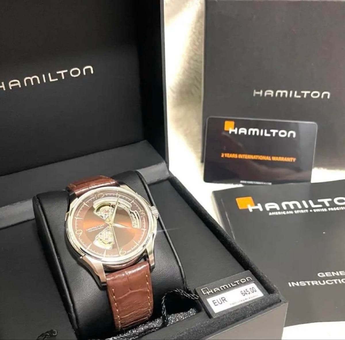 Hamilton Jazzmaster Open Heart H32565595 Automatic Watch Brown Wristwatch w/ Box
