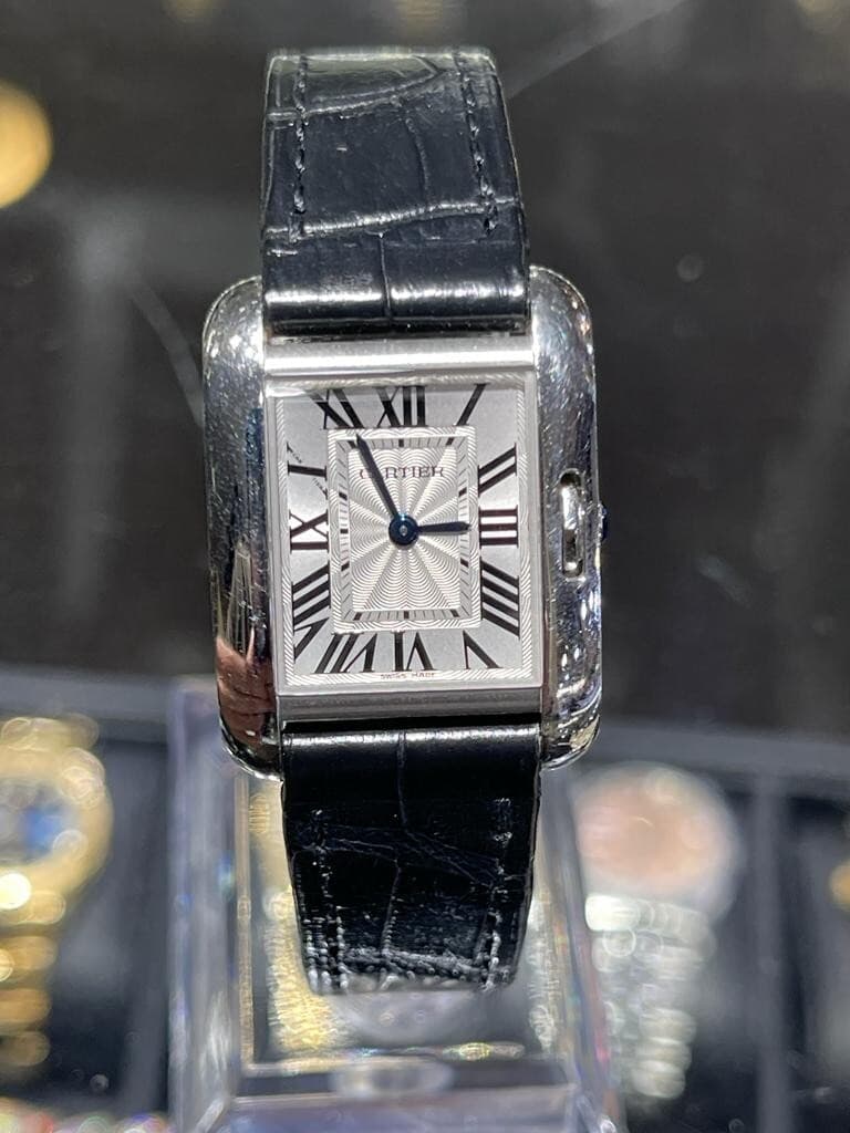 Cartier Tank Anglaise Small Stainless Steel Quartz Silver Dial  3485