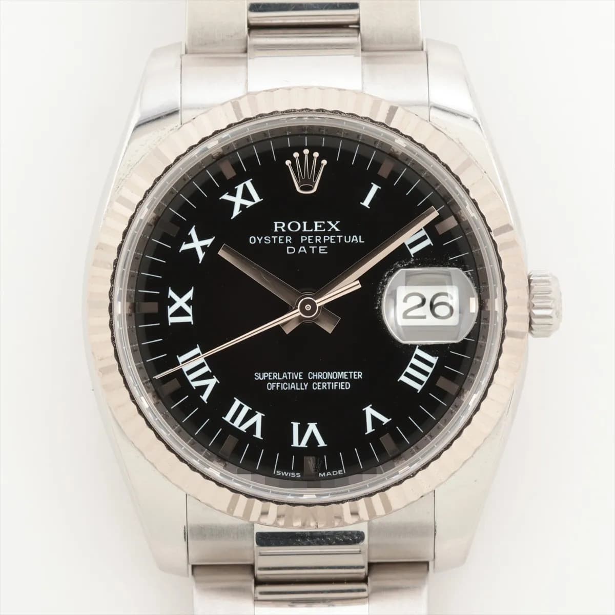 Rolex Oyster Perpetual Date 115234 SS×WG SS AT black dial 2 Extra Links