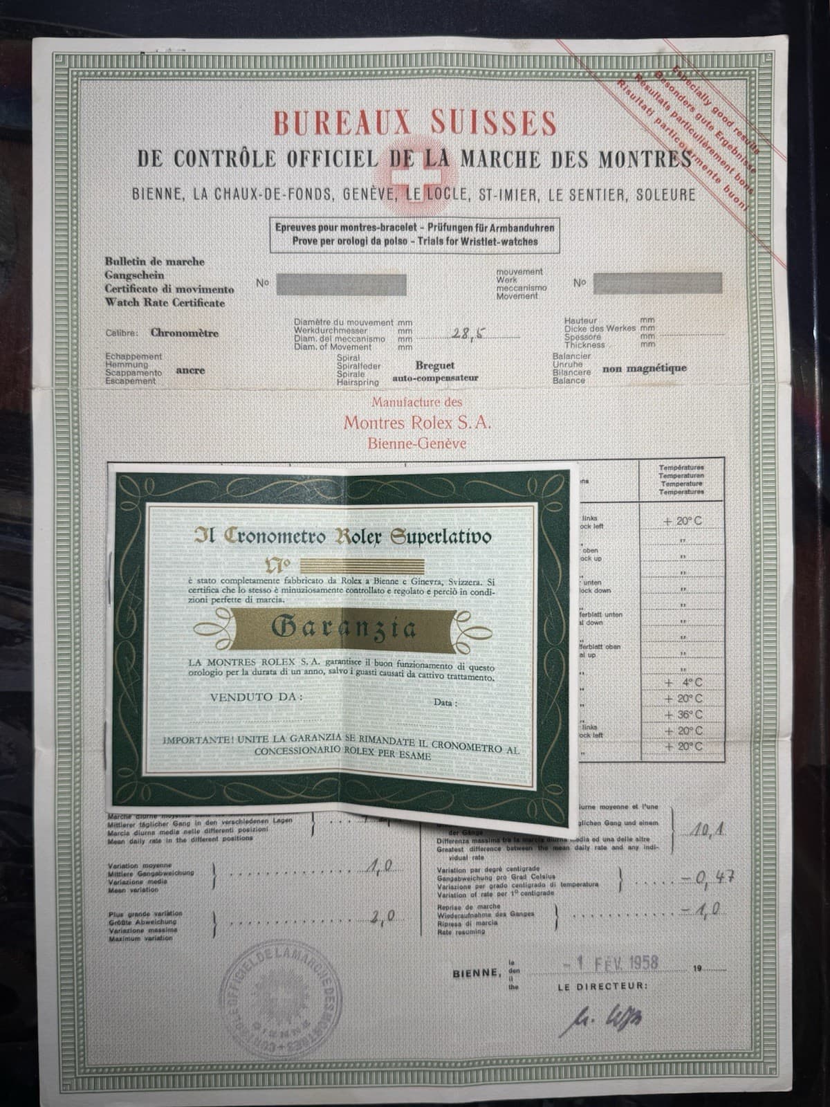 Rolex Warranty Warranty Submariner 6538 Gmt Master 6542 1958 - 1959 Big Crown