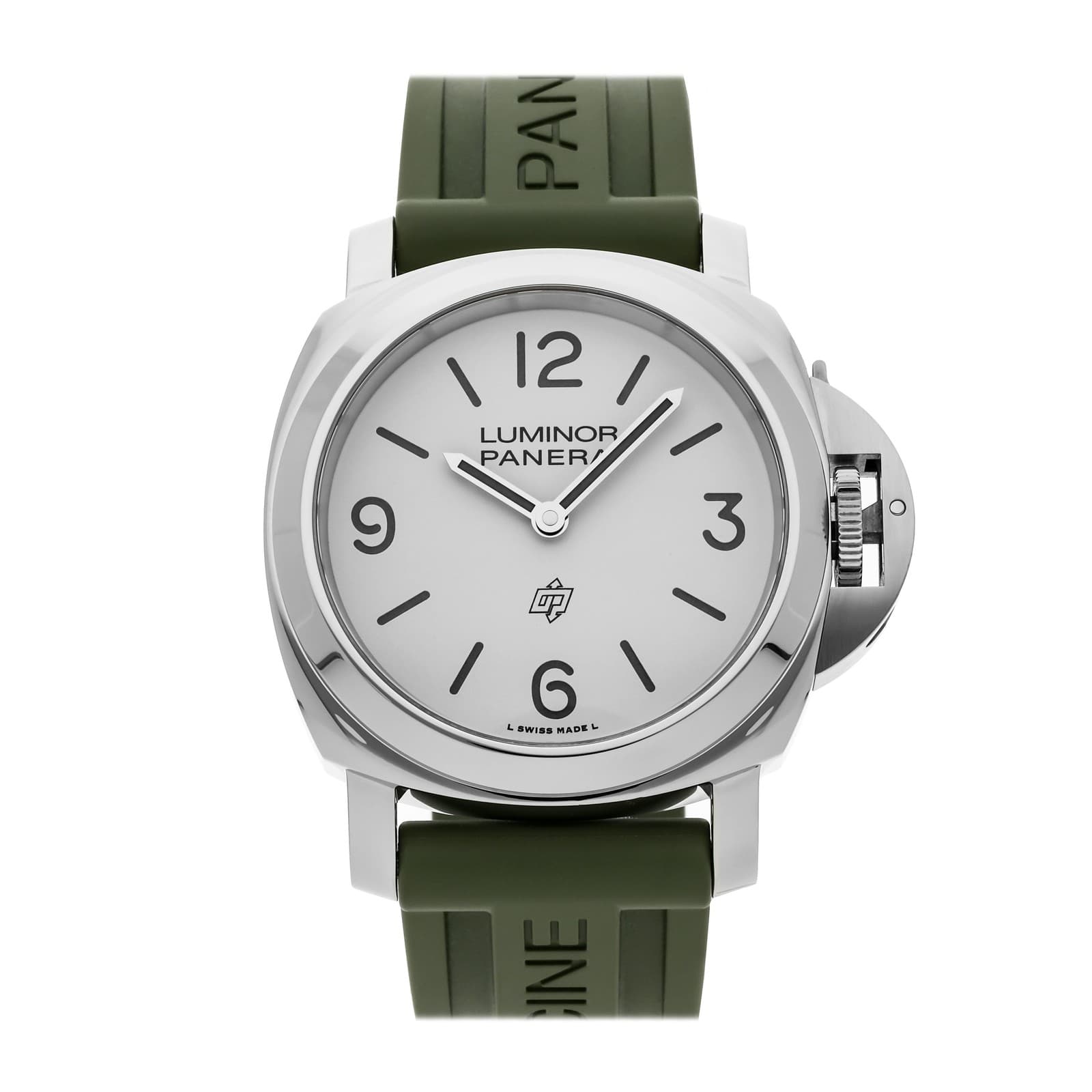 Panerai Luminor Baes Logo Steel Manual 44mm White Dial Rubber Strap PAM 1087