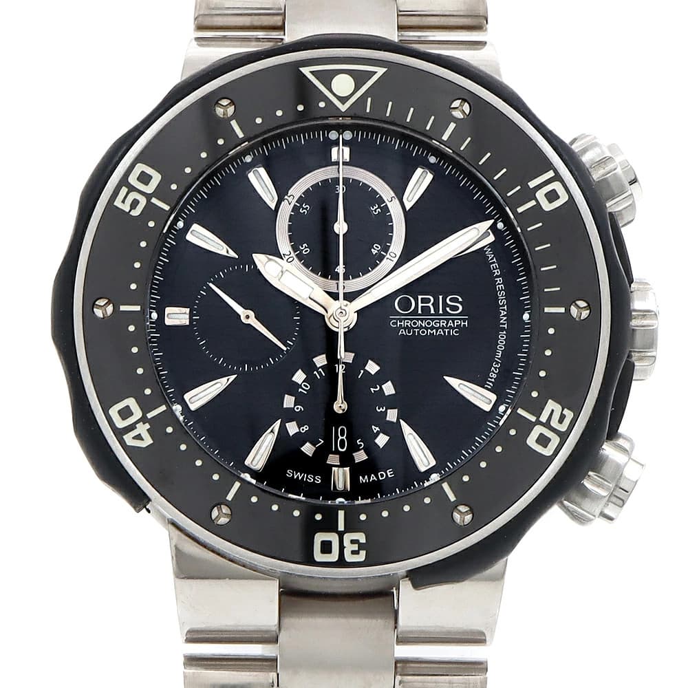 ORIS Pro Diver Chronograph 01 674 7630 7154 Set Titanium Ceramic Black Used