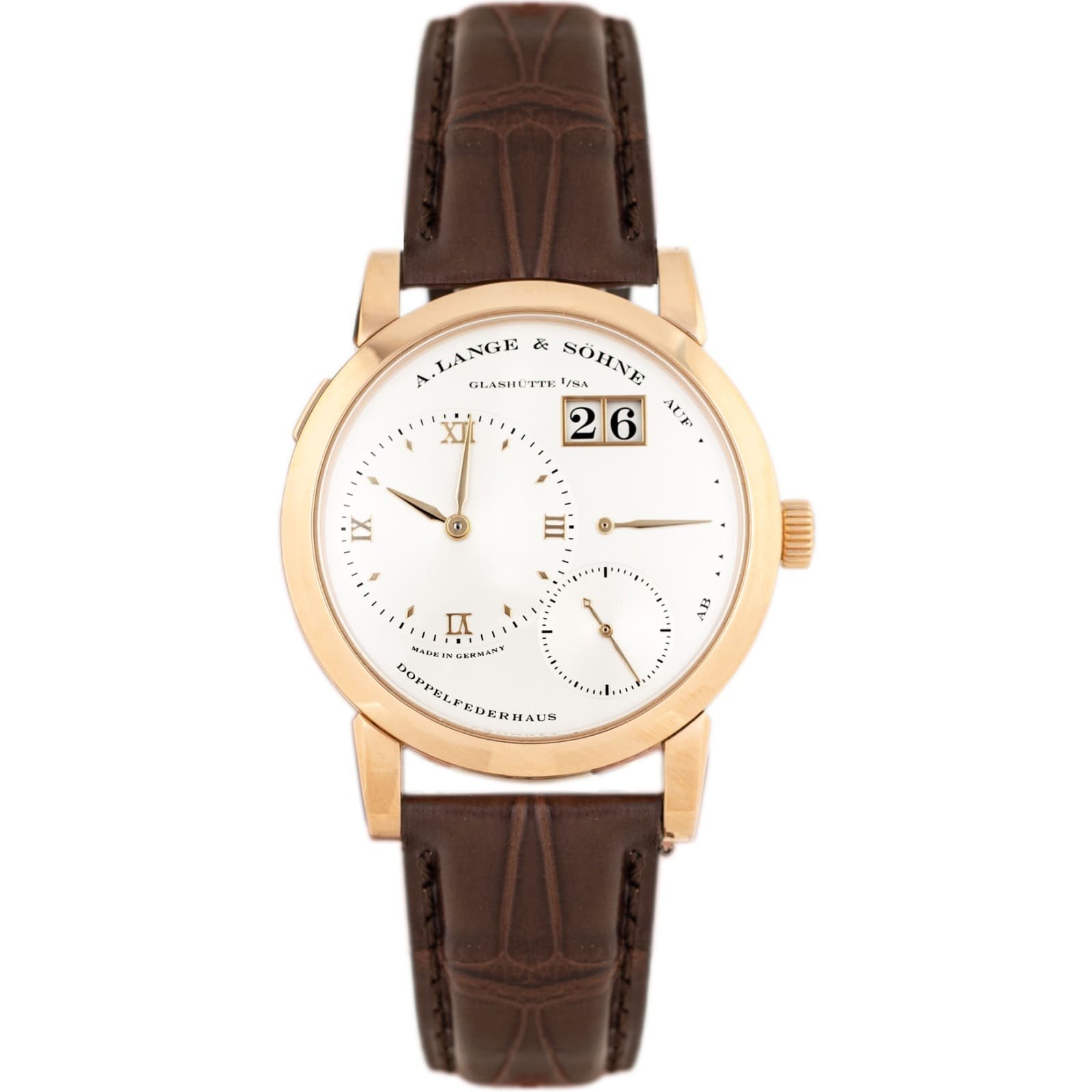 A. Lange & Sohne Lange 1 Rose Gold Silver Dial 38.5mm 101.032 Full Set
