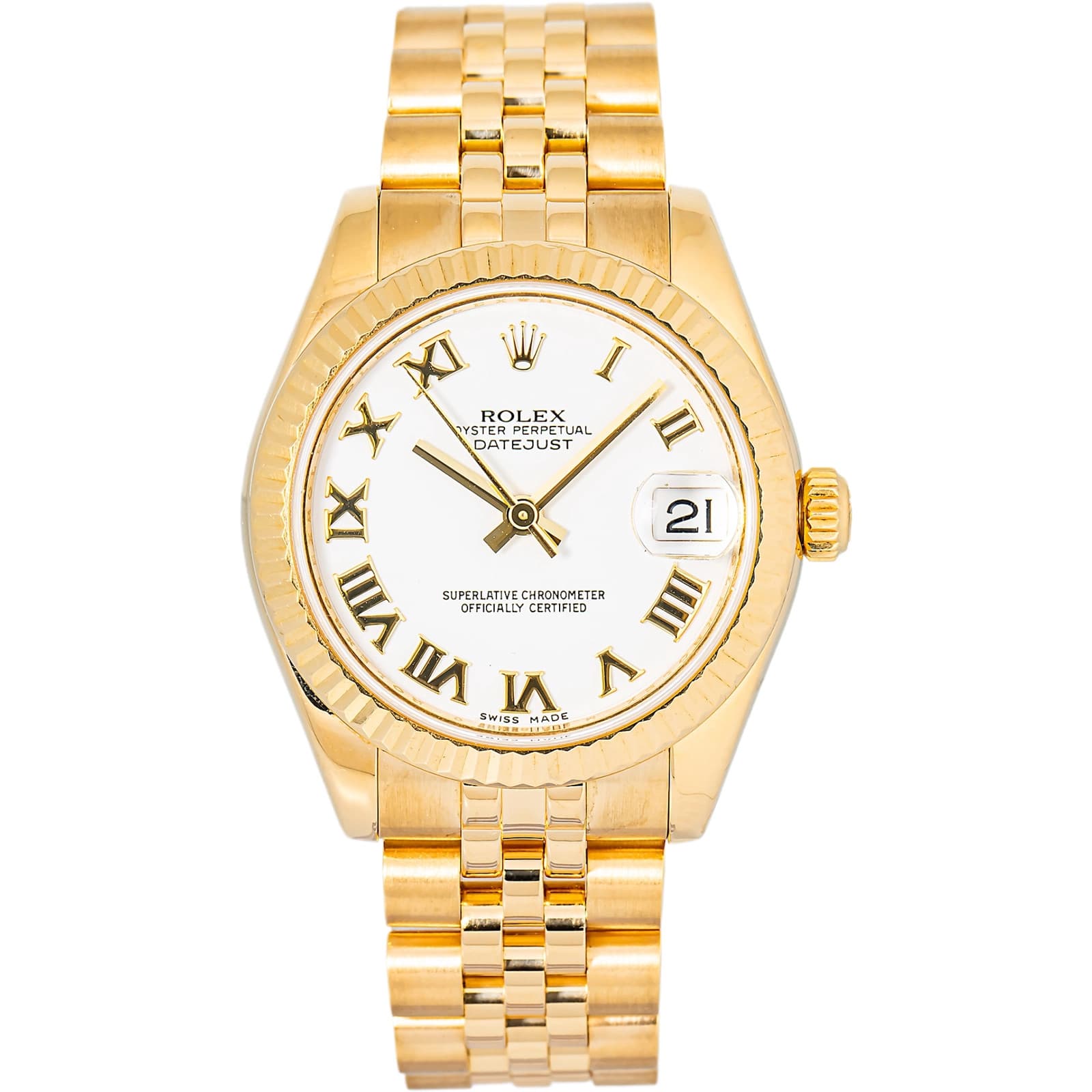 Rolex Datejust 178278 2005 Papers President YG White Roman Auto 31mm