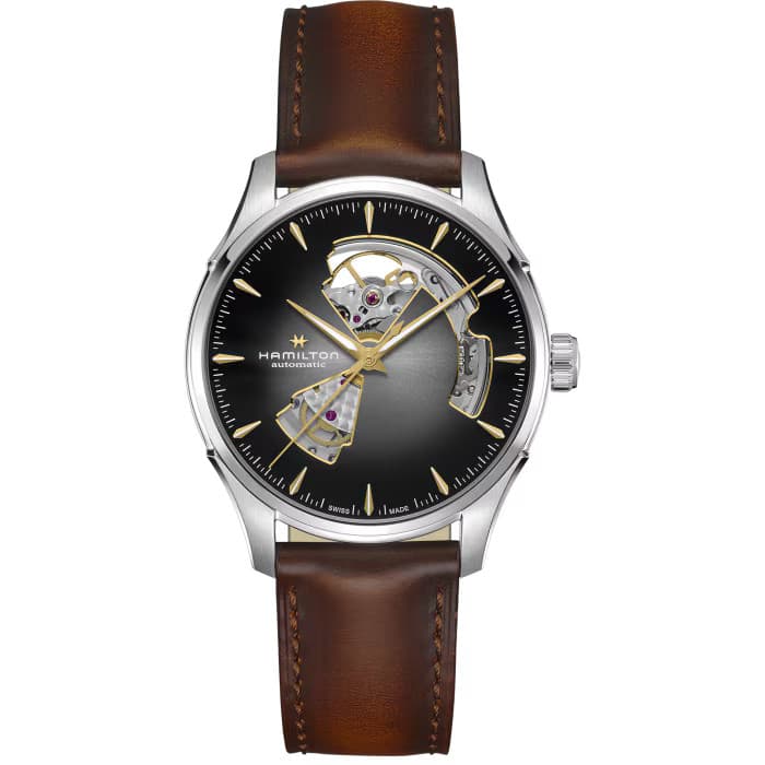 New Hamilton Jazzmaster Open Heart Auto ST Steel Black Dial Men Watch H32675581