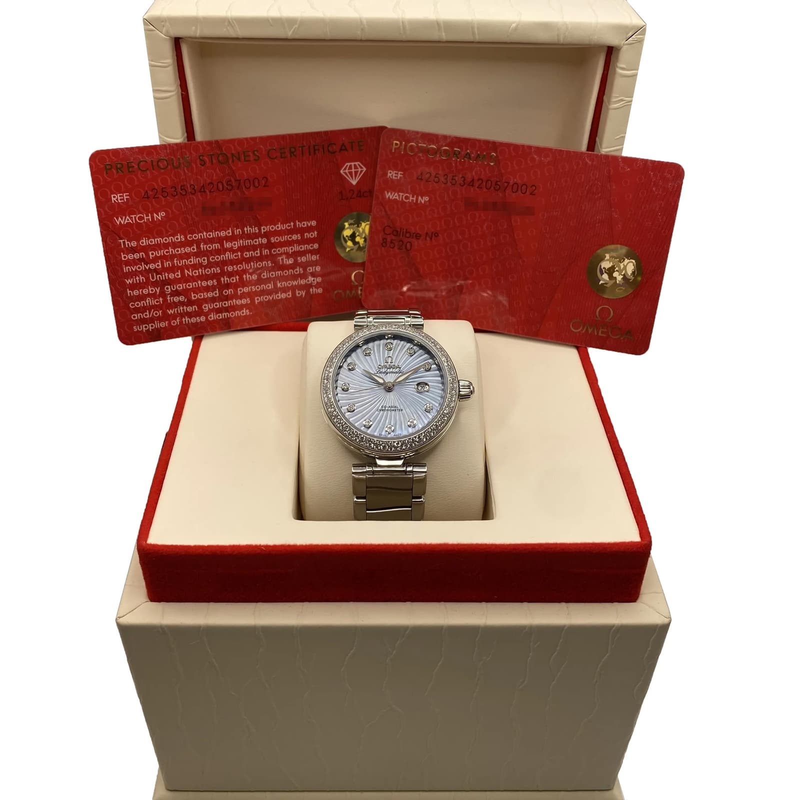 Omega De Ville Ladymatic Diamonds Blue Dial Ladies Watch 425.35.34.20.57.002