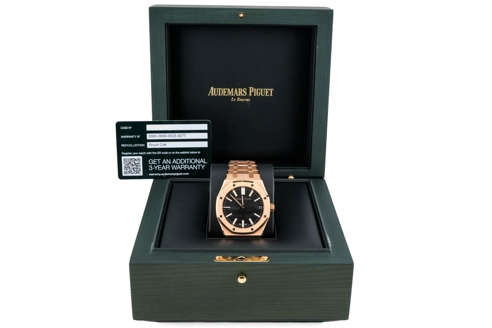 Audemars Piguet Royal Oak Selfwinding 18K Rose Gold Black Dial Box & Papers 2023