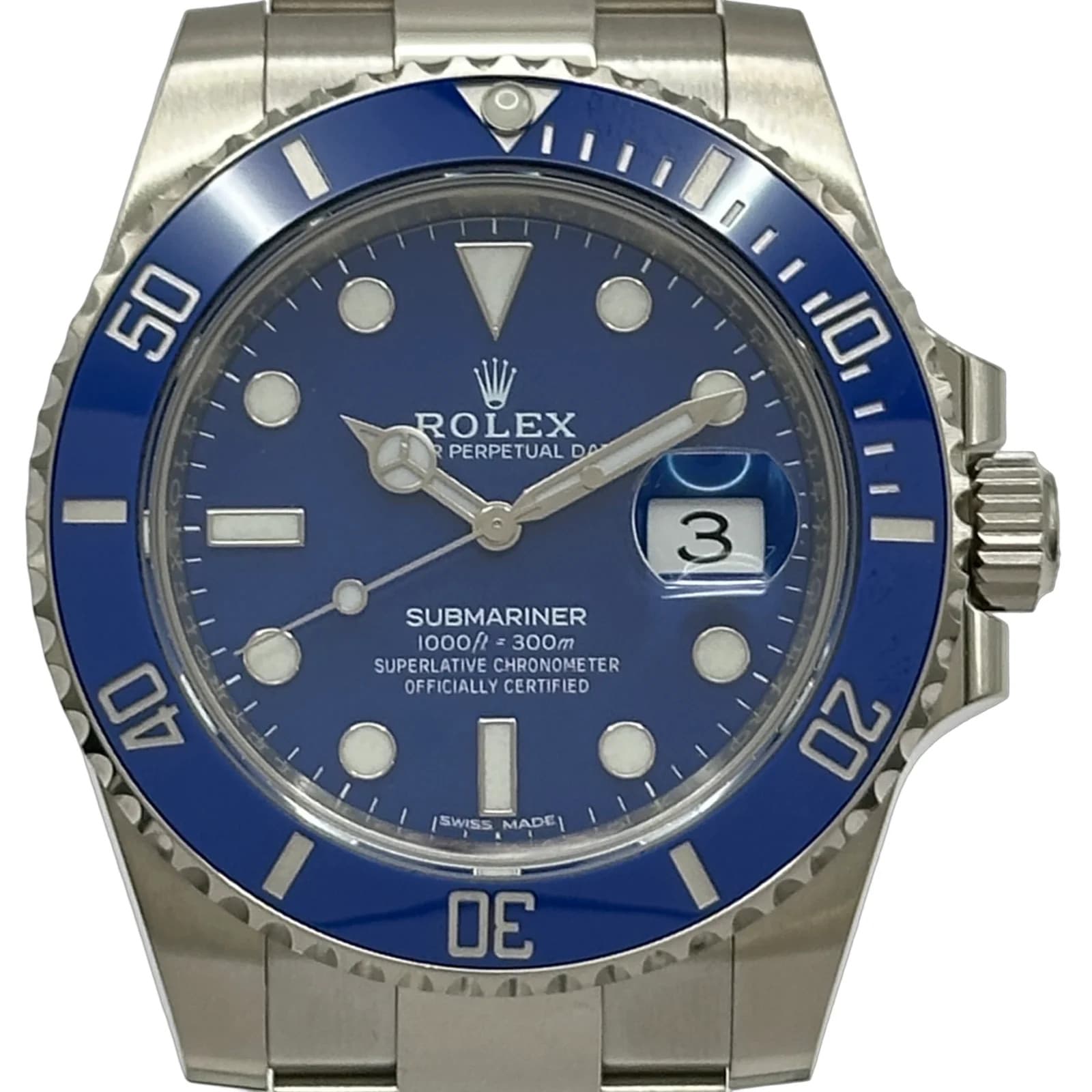 Rolex Submariner 116619LB Blue White Gold Automatic Men's Watch Used