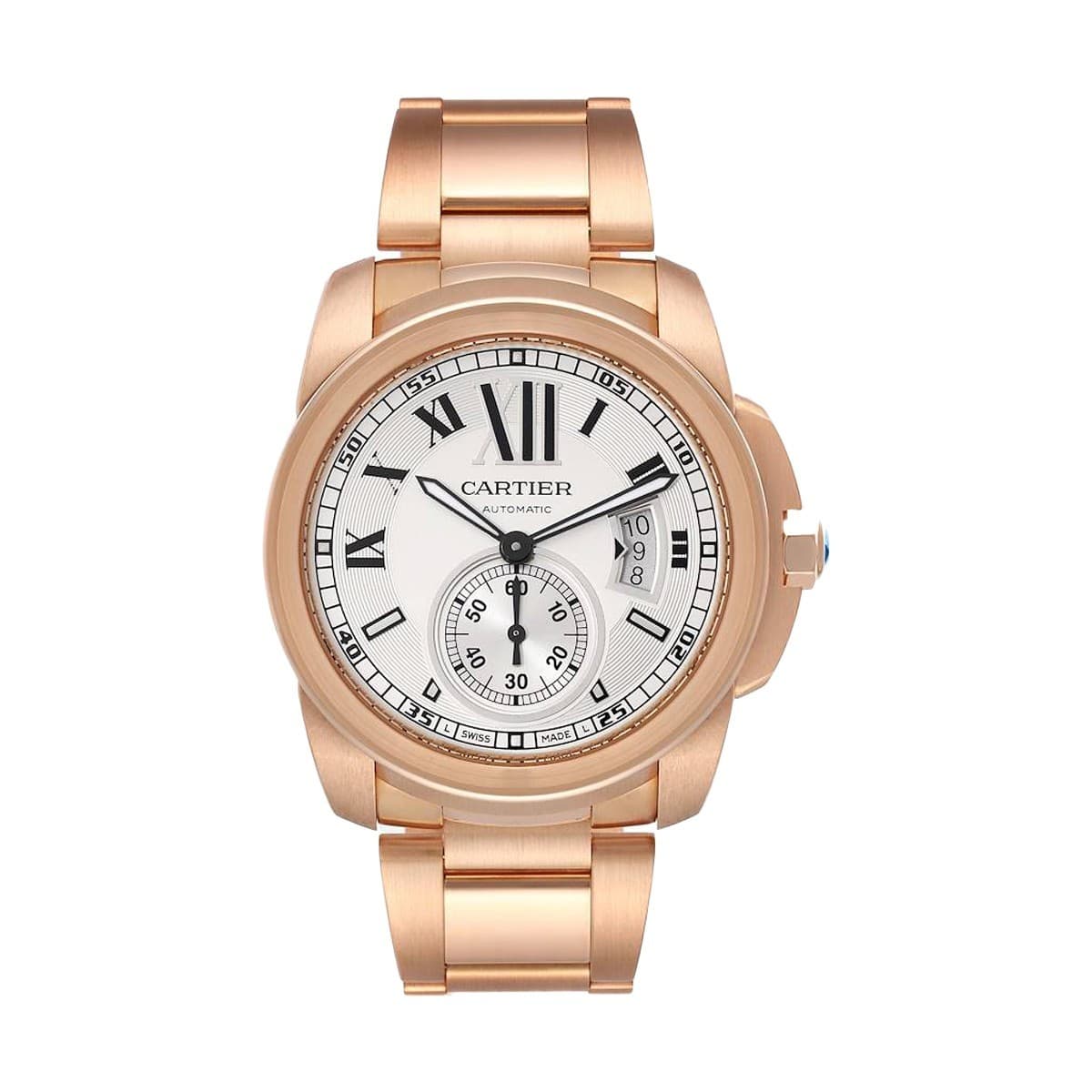 Cartier W7100018 Calibre Rose Gold Silver Dial Automatic 42mm Watch