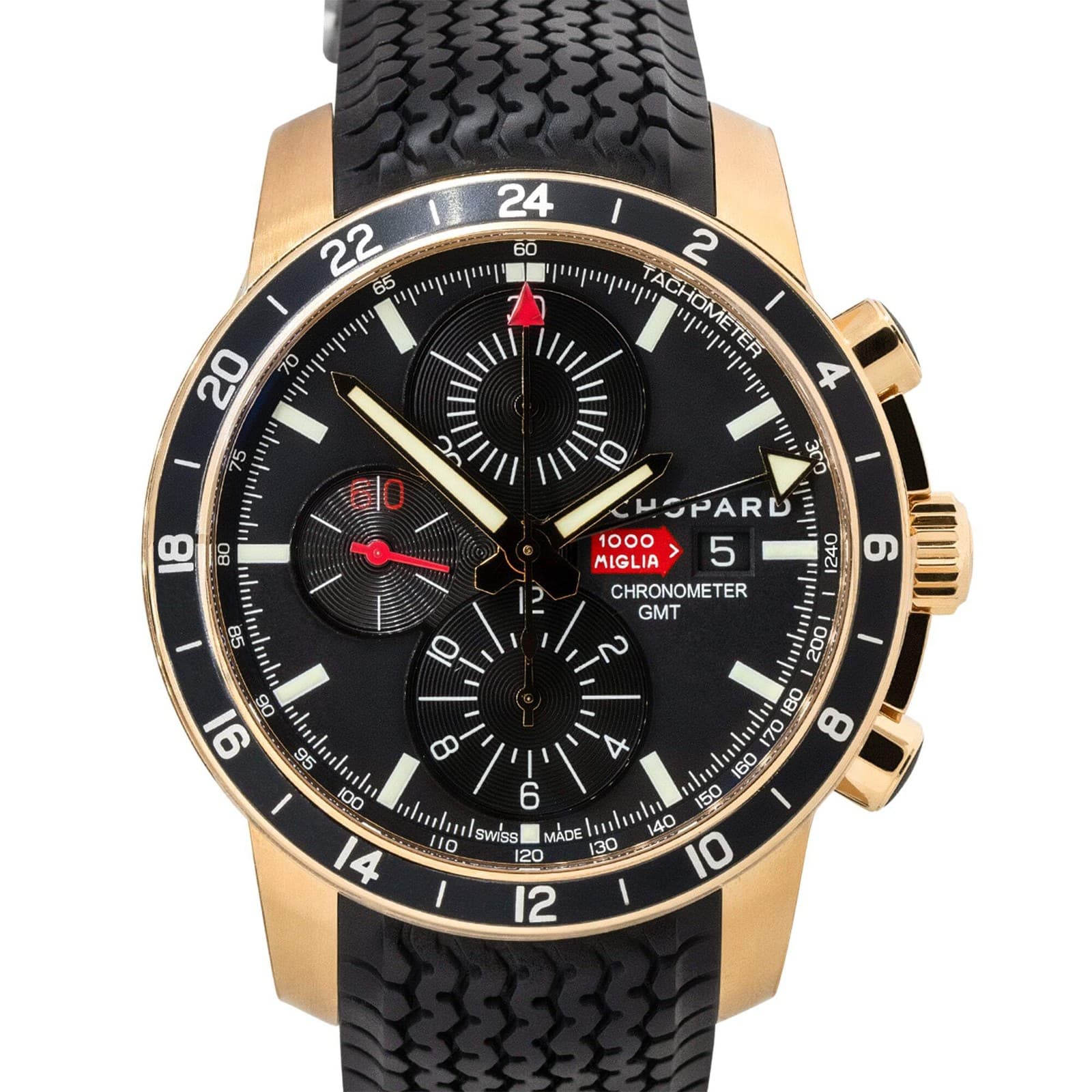 Chopard 161288 Mille Miglia 18k Rose Gold Black Dial Watch