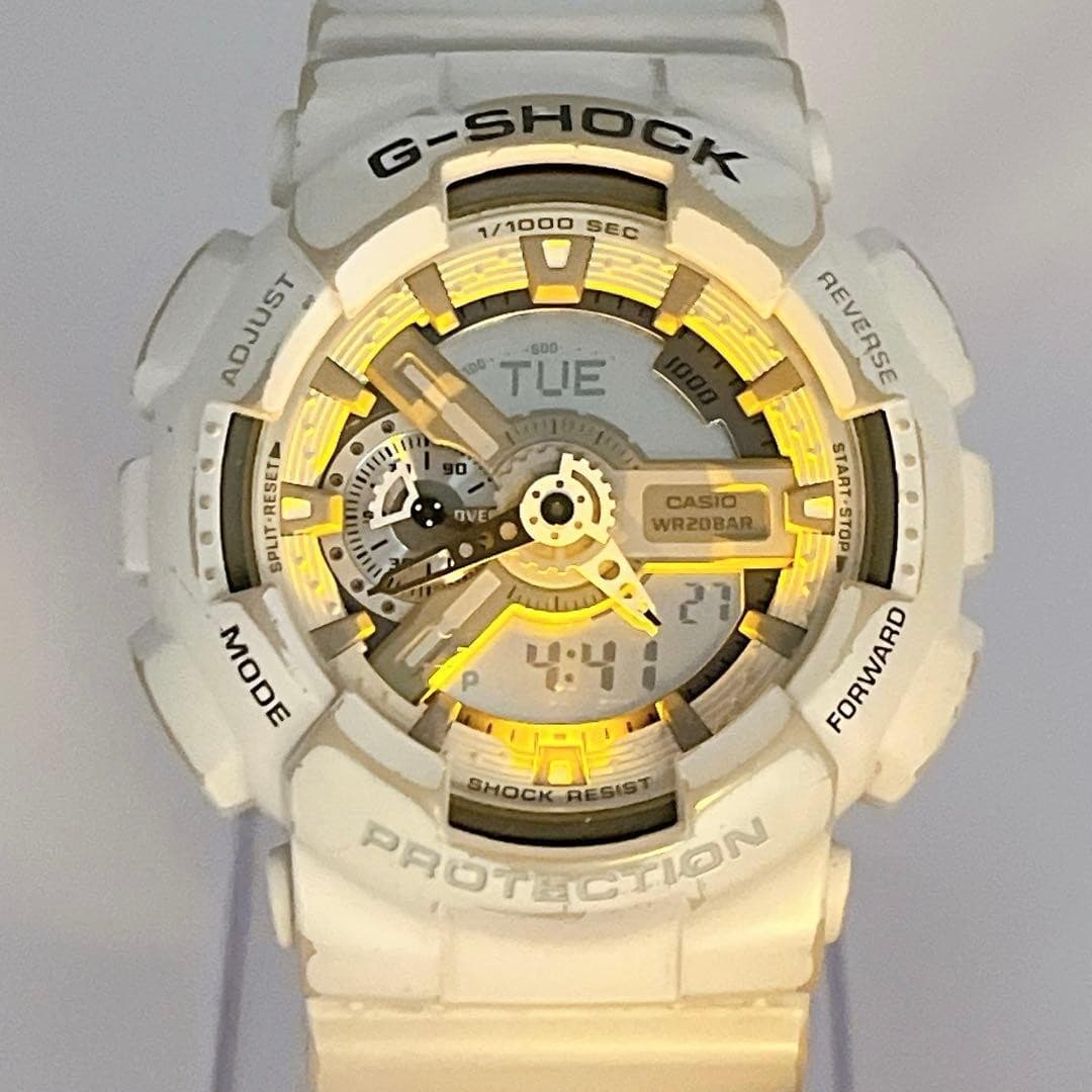 CASIO G-SHOCK GA-110C-7A White Gray Analog-Digital 20ATM Mens Watch