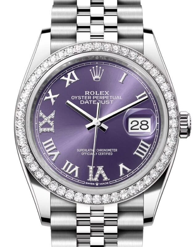 ROLEX 126284RBR Datejust 36 Aubergine Diamond Jubilee Cassetti Boutique Box Set!