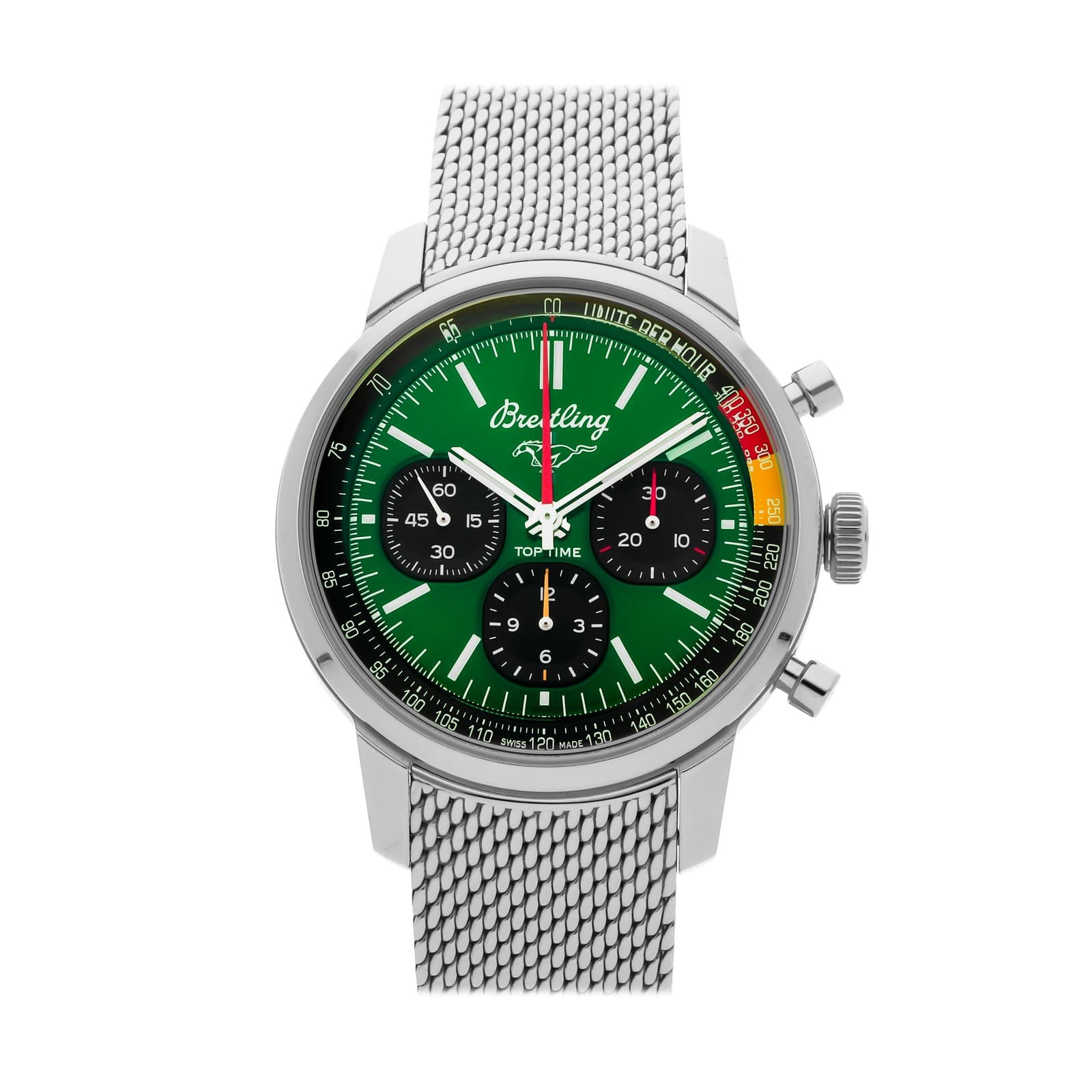 Breitling Top Time B01 Ford Mustang Steel Auto 41mm Green Watch AB01762A1L1A1
