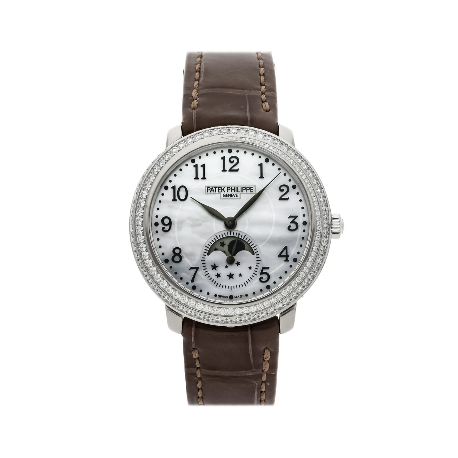 Patek Philippe Complications Moonphases Auto 33mm MOP Diamond Watch 4968G-010