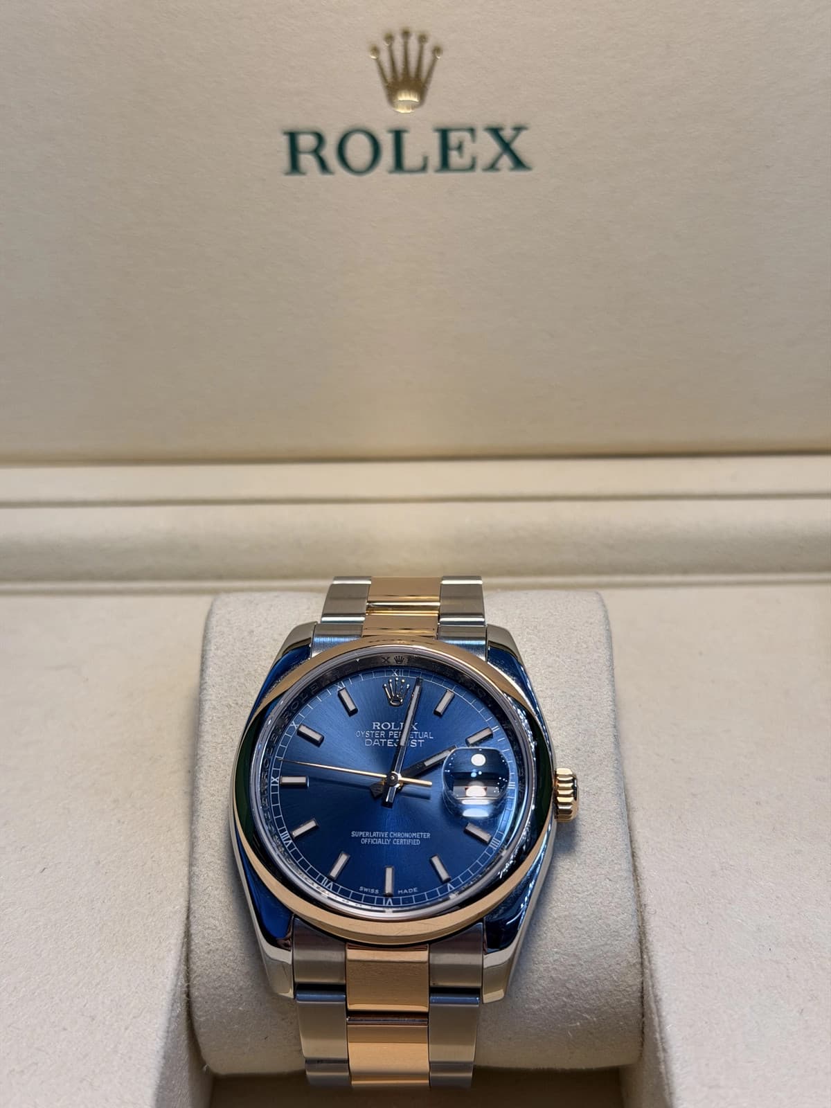 Rolex Blue stick index Dial on Oyster 116201 with Box